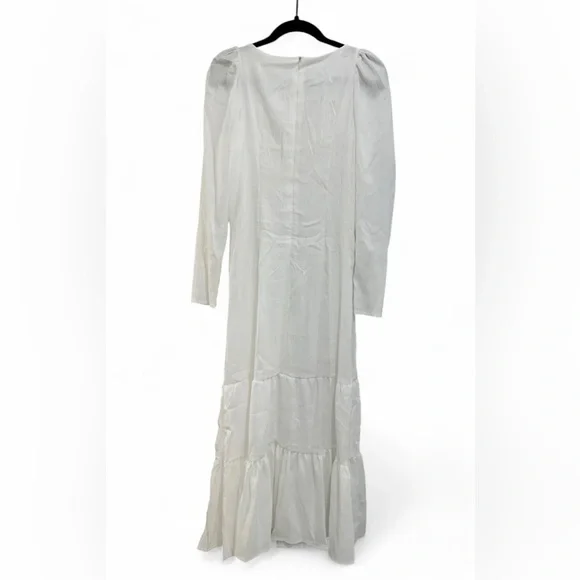 NEW Western Vintage | S, M | Sexy White Effortless Flowy Ruffle Maxi Ankle Dress - Picture 3 of 10